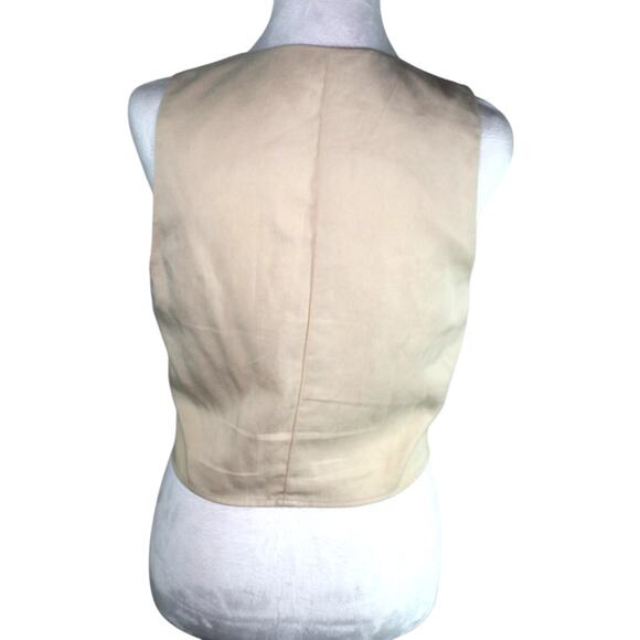 Reformation Women's Devin Cropped Ivory Oyster Twill Vest Top Size 6 - Picture 2 of 11